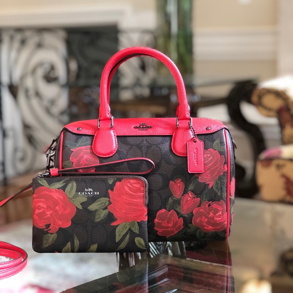 NWT Coach Mini floral Bennett&wristlet - Picture 1 of 8
